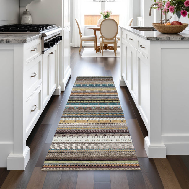 Addison Chantille ACN2218 Stripes Machine Made Transitional Brown Rug