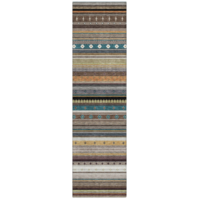 Addison Chantille ACN2218 Stripes Machine Made Transitional Brown Rug