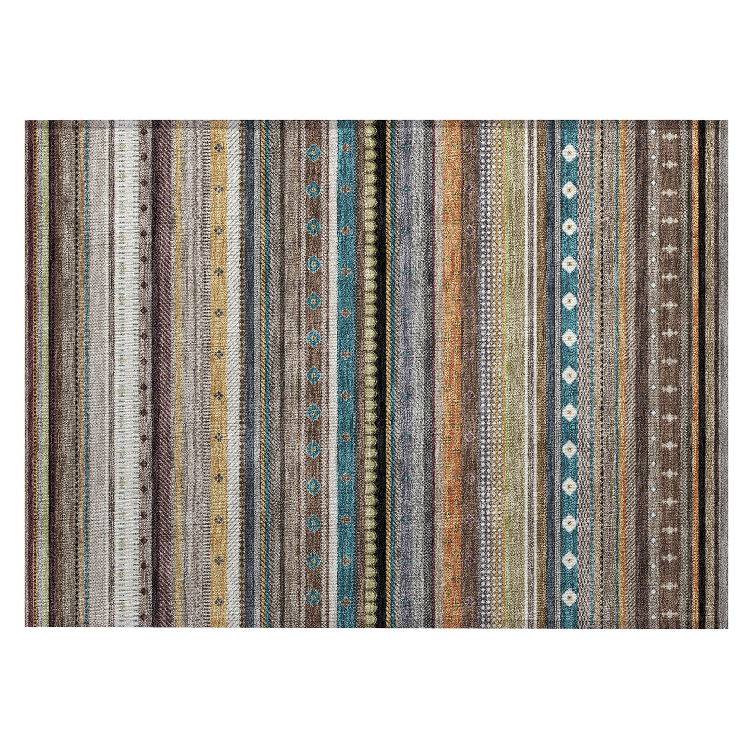 Addison Chantille ACN2218 Stripes Machine Made Transitional Brown Rug