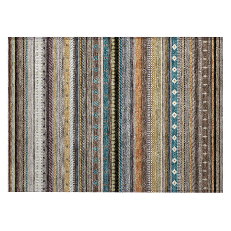 Addison Chantille ACN2218 Stripes Machine Made Transitional Brown Rug