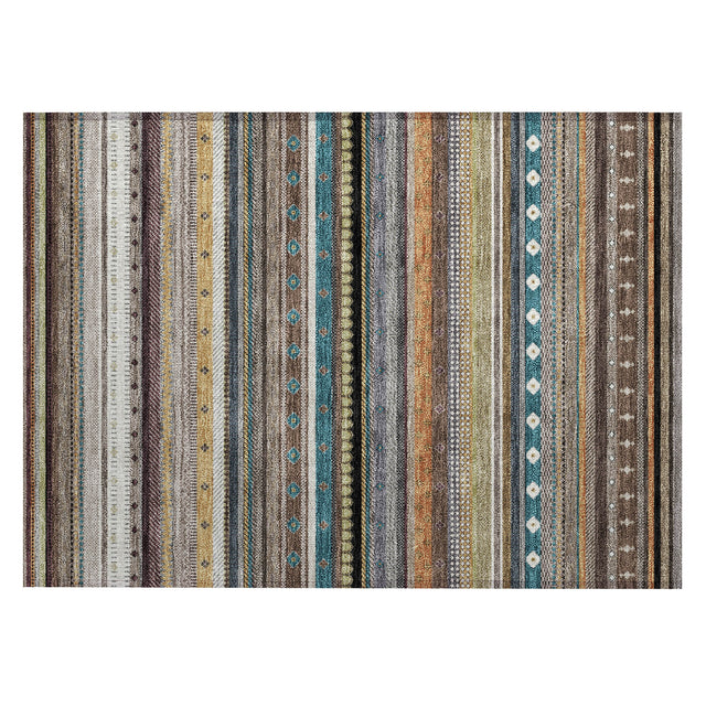 Addison Chantille ACN2218 Stripes Machine Made Transitional Brown Rug