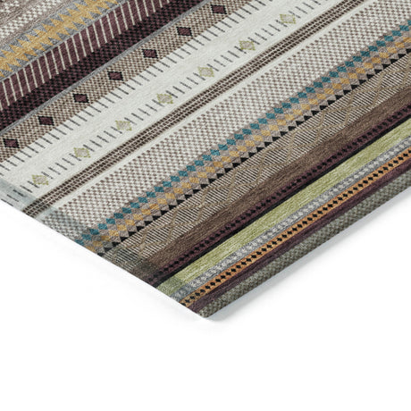 Addison Chantille ACN2218 Stripes Machine Made Transitional Brown Rug