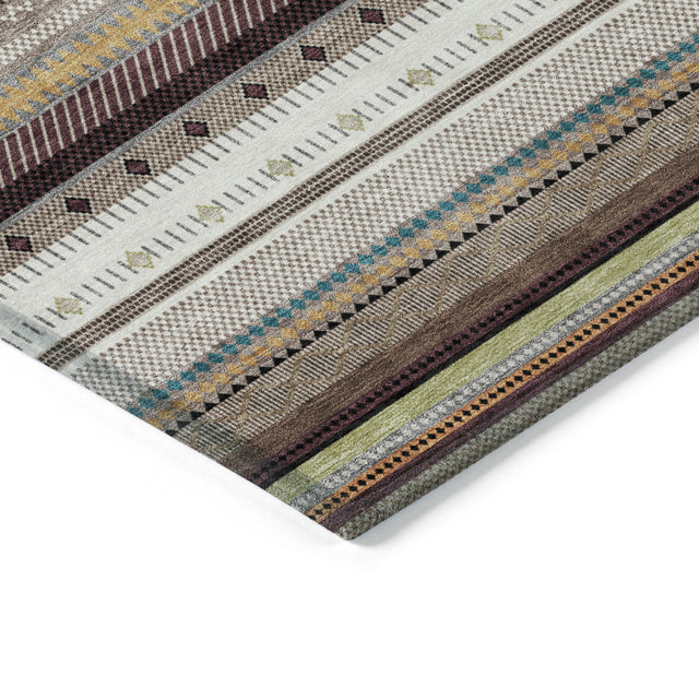 Addison Chantille ACN2218 Stripes Machine Made Transitional Brown Rug