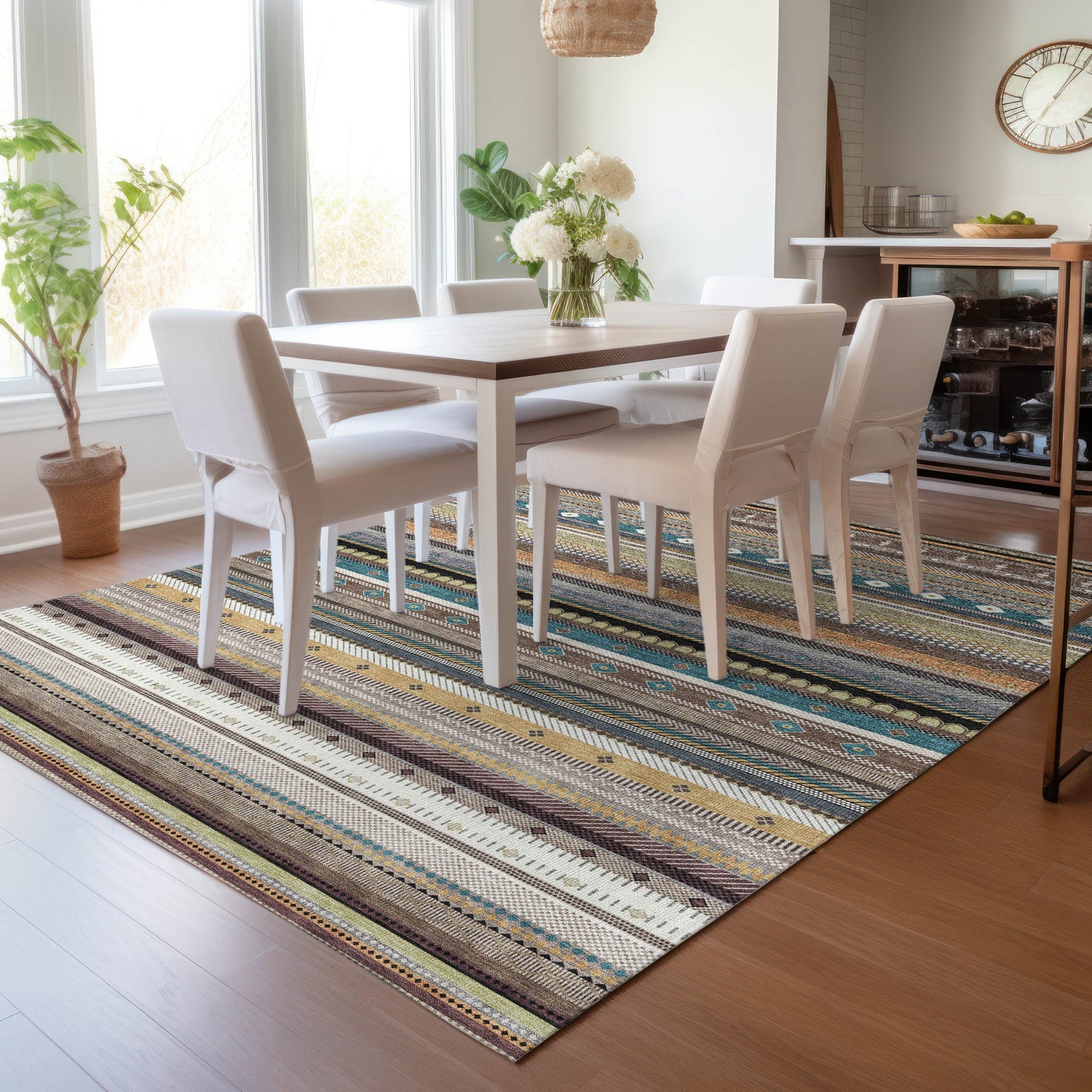 Addison Chantille ACN2218 Stripes Machine Made Transitional Brown Rug