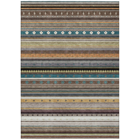 Addison Chantille ACN2218 Stripes Machine Made Transitional Brown Rug