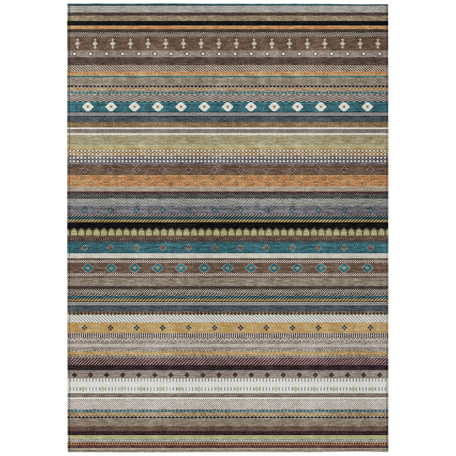 Addison Chantille ACN2218 Stripes Machine Made Transitional Brown Rug