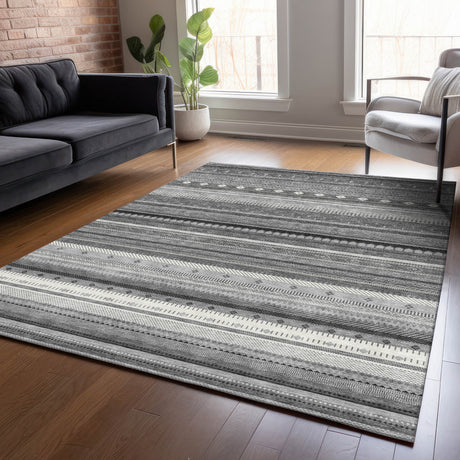 Addison Chantille ACN2218 Stripes Machine Made Transitional Gray Rug