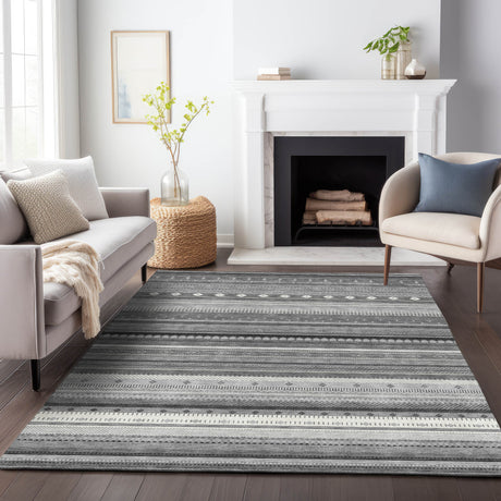 Addison Chantille ACN2218 Stripes Machine Made Transitional Gray Rug