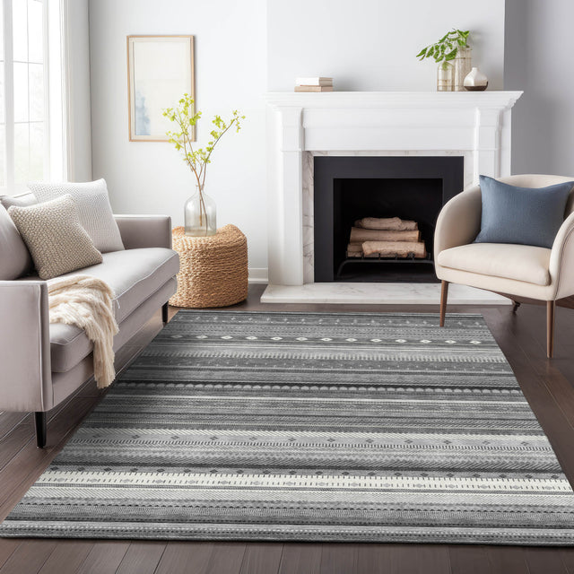 Addison Chantille ACN2218 Stripes Machine Made Transitional Gray Rug