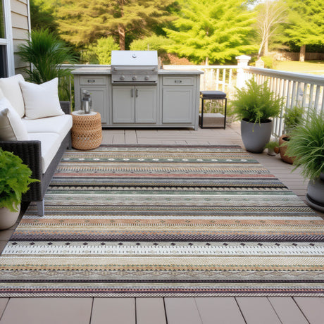 Addison Chantille ACN2218 Stripes Machine Made Transitional Khaki Rug