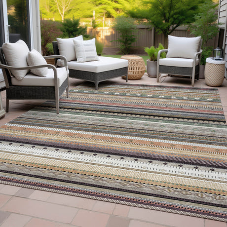 Addison Chantille ACN2218 Stripes Machine Made Transitional Khaki Rug
