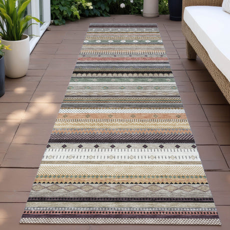 Addison Chantille ACN2218 Stripes Machine Made Transitional Khaki Rug