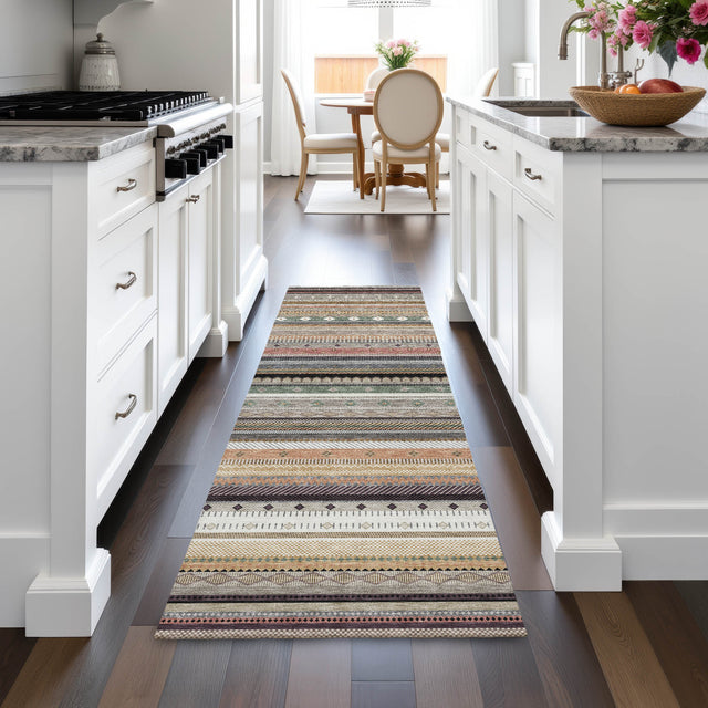 Addison Chantille ACN2218 Stripes Machine Made Transitional Khaki Rug