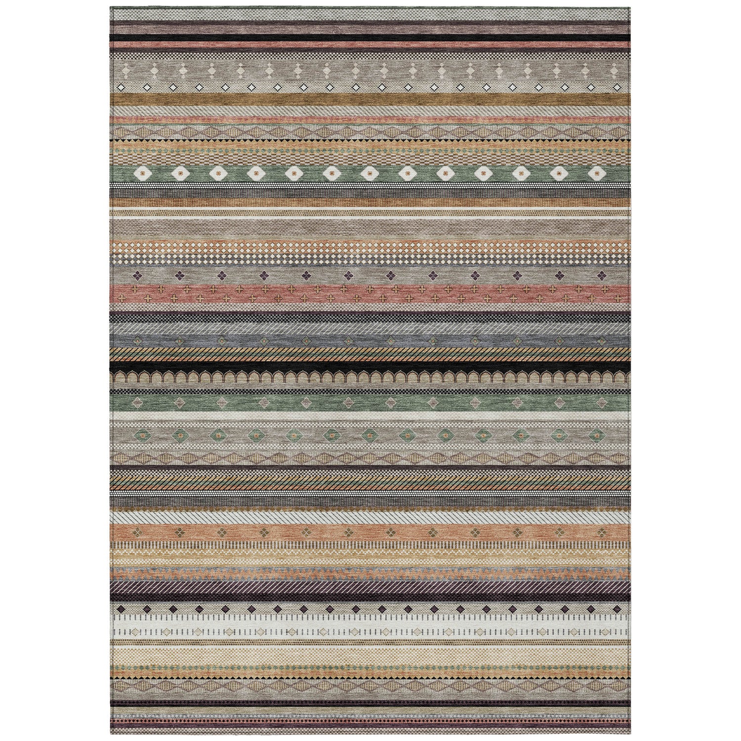 Addison Chantille ACN2218 Stripes Machine Made Transitional Khaki Rug