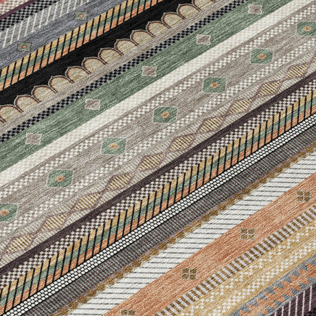 Addison Chantille ACN2218 Stripes Machine Made Transitional Khaki Rug