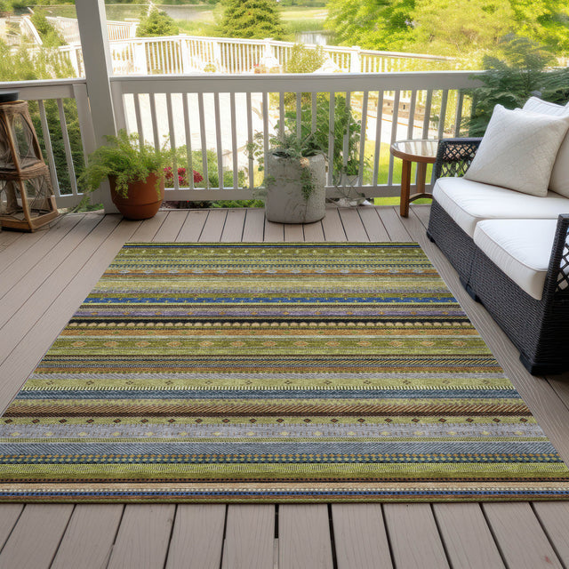 Addison Chantille ACN2218 Stripes Machine Made Transitional Olive Rug