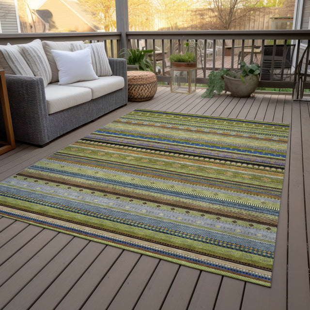 Addison Chantille ACN2218 Stripes Machine Made Transitional Olive Rug