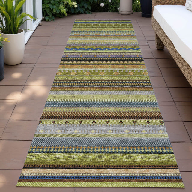 Addison Chantille ACN2218 Stripes Machine Made Transitional Olive Rug