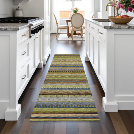 Addison Chantille ACN2218 Stripes Machine Made Transitional Olive Rug
