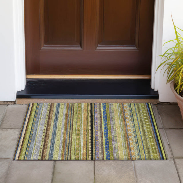 Addison Chantille ACN2218 Stripes Machine Made Transitional Olive Rug