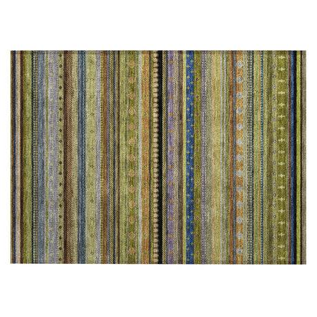 Addison Chantille ACN2218 Stripes Machine Made Transitional Olive Rug