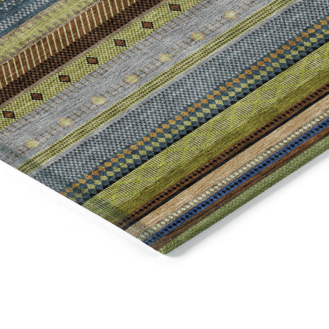 Addison Chantille ACN2218 Stripes Machine Made Transitional Olive Rug