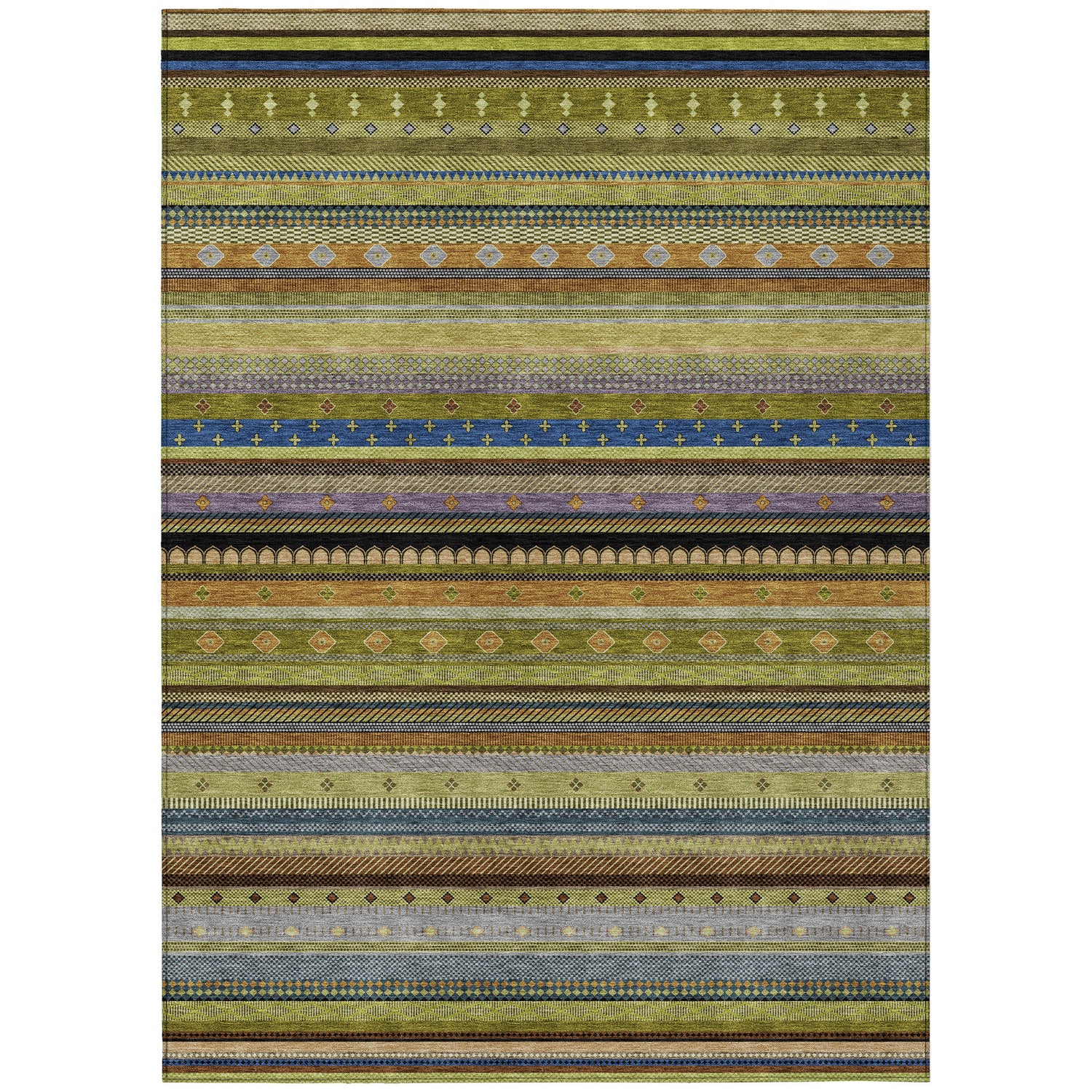 Addison Chantille ACN2218 Stripes Machine Made Transitional Olive Rug