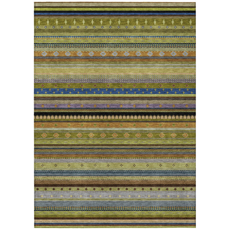 Addison Chantille ACN2218 Stripes Machine Made Transitional Olive Rug