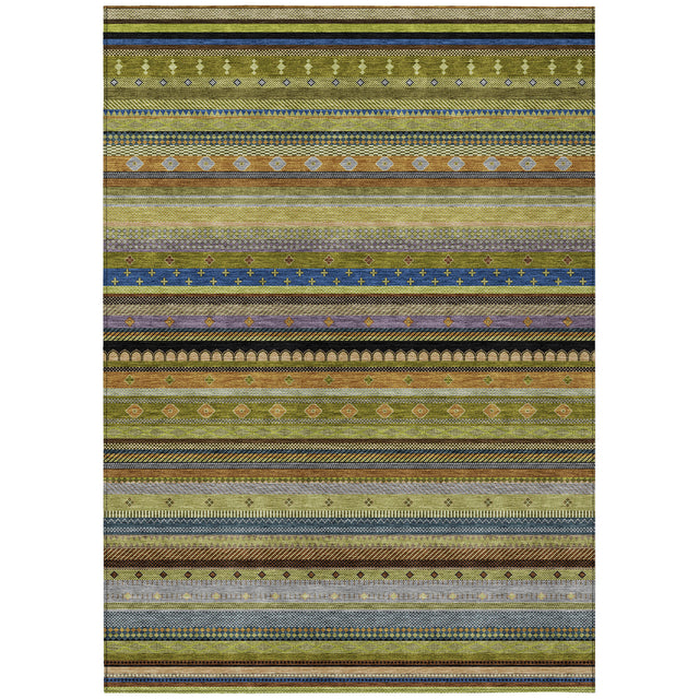 Addison Chantille ACN2218 Stripes Machine Made Transitional Olive Rug
