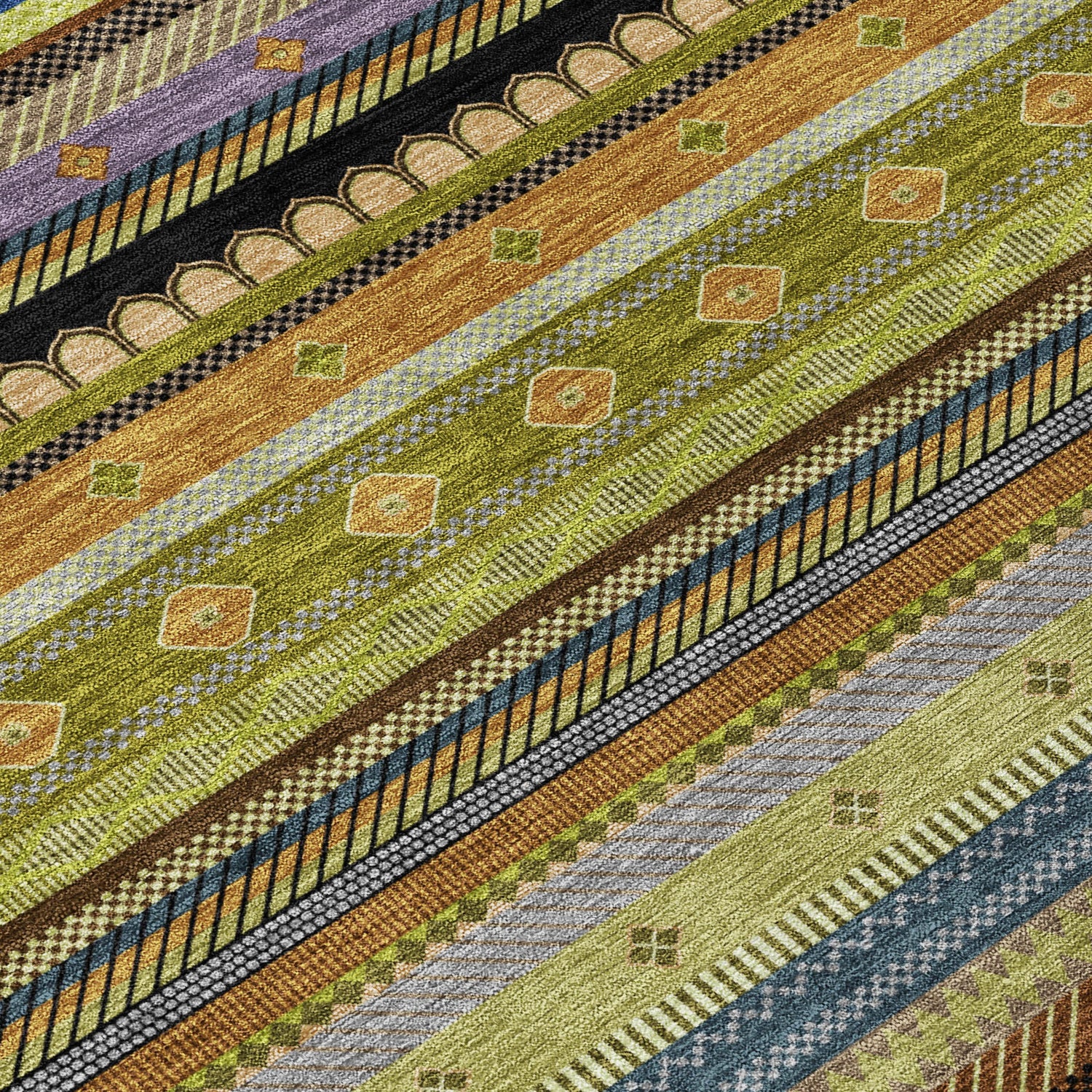 Addison Chantille ACN2218 Stripes Machine Made Transitional Olive Rug