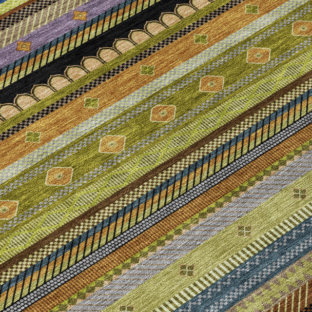 Addison Chantille ACN2218 Stripes Machine Made Transitional Olive Rug