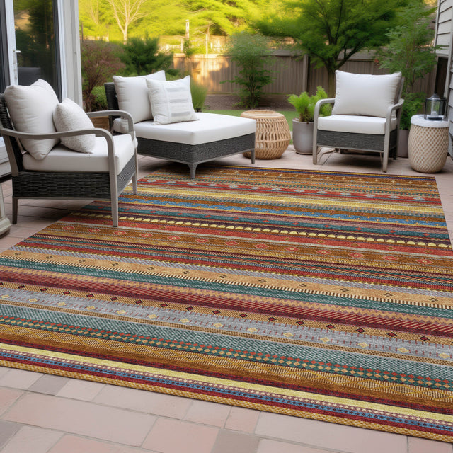 Addison Chantille ACN2218 Stripes Machine Made Transitional Paprika Rug