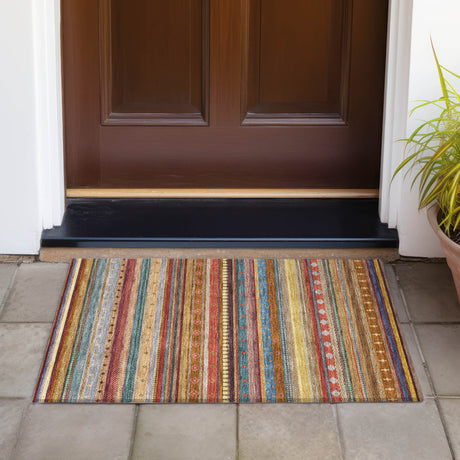 Addison Chantille ACN2218 Stripes Machine Made Transitional Paprika Rug