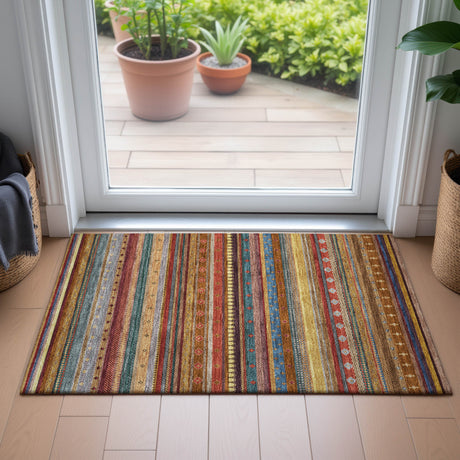 Addison Chantille ACN2218 Stripes Machine Made Transitional Paprika Rug