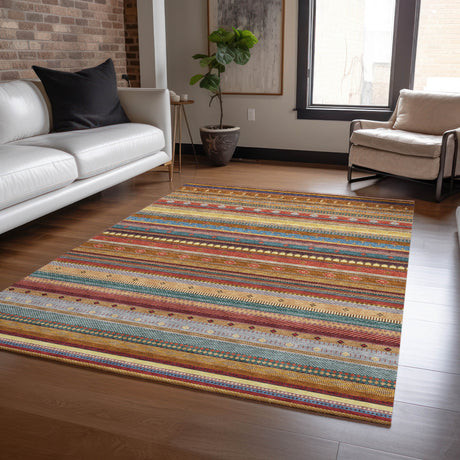 Addison Chantille ACN2218 Stripes Machine Made Transitional Paprika Rug