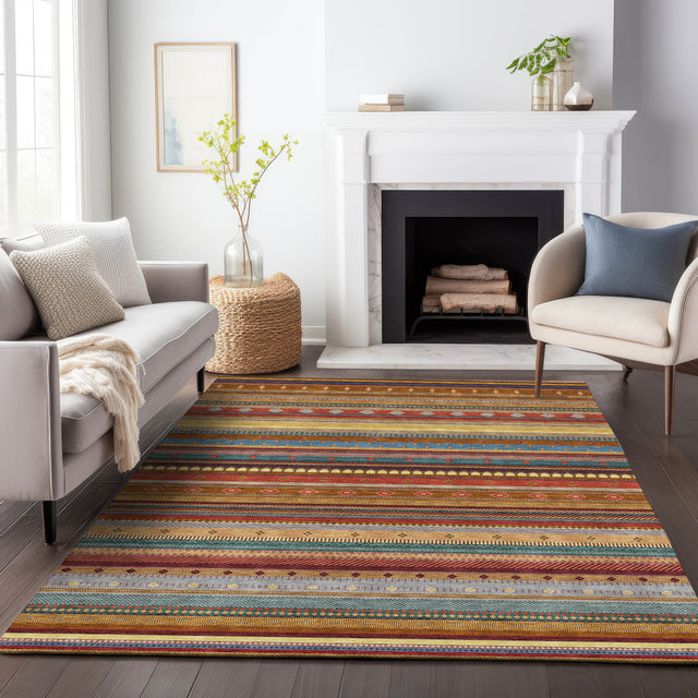 Addison Chantille ACN2218 Stripes Machine Made Transitional Paprika Rug