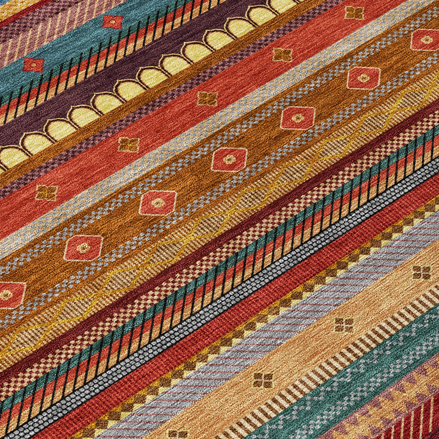 Addison Chantille ACN2218 Stripes Machine Made Transitional Paprika Rug