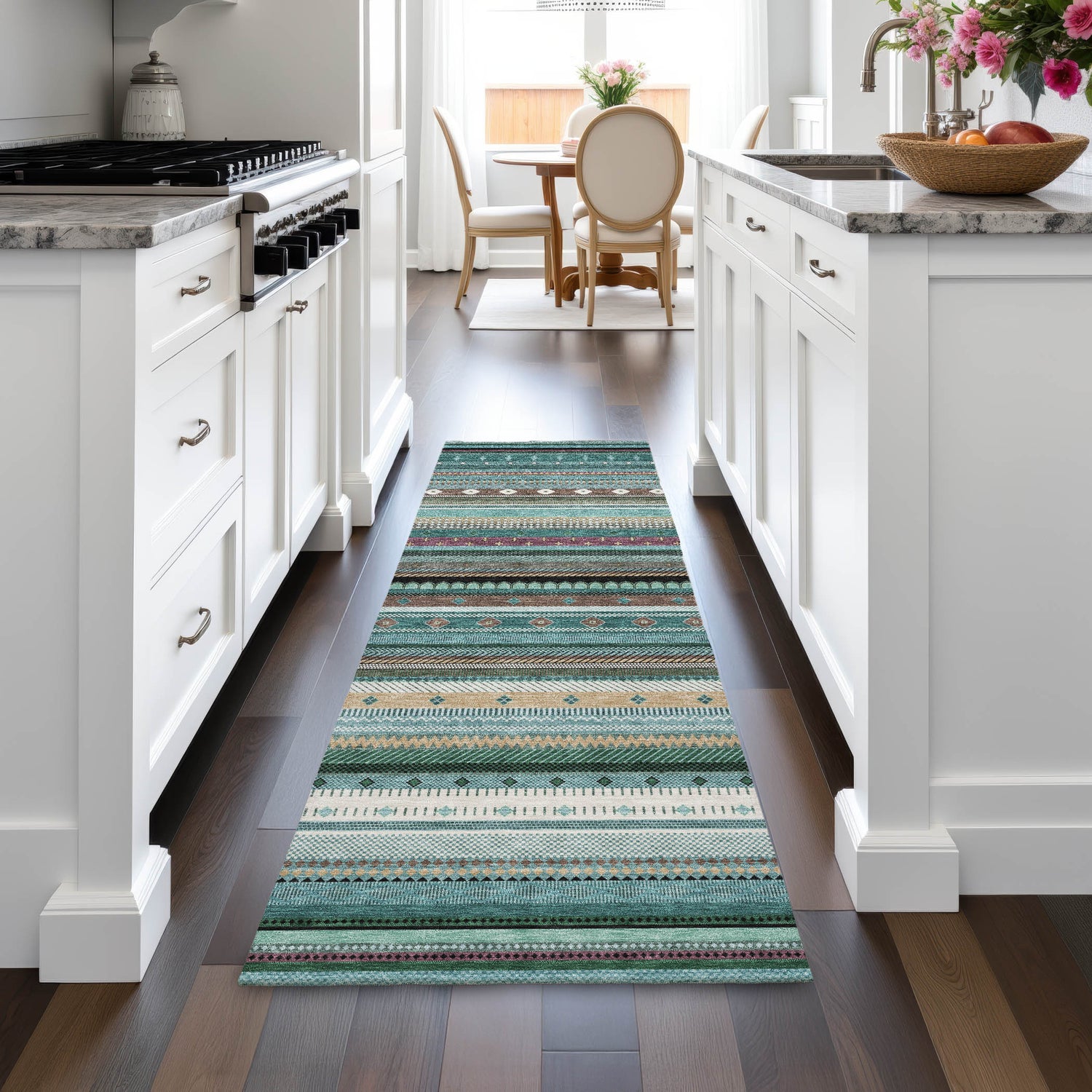 Addison Chantille ACN2218 Stripes Machine Made Transitional Teal Rug