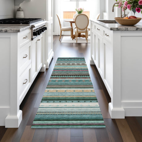 Addison Chantille ACN2218 Stripes Machine Made Transitional Teal Rug