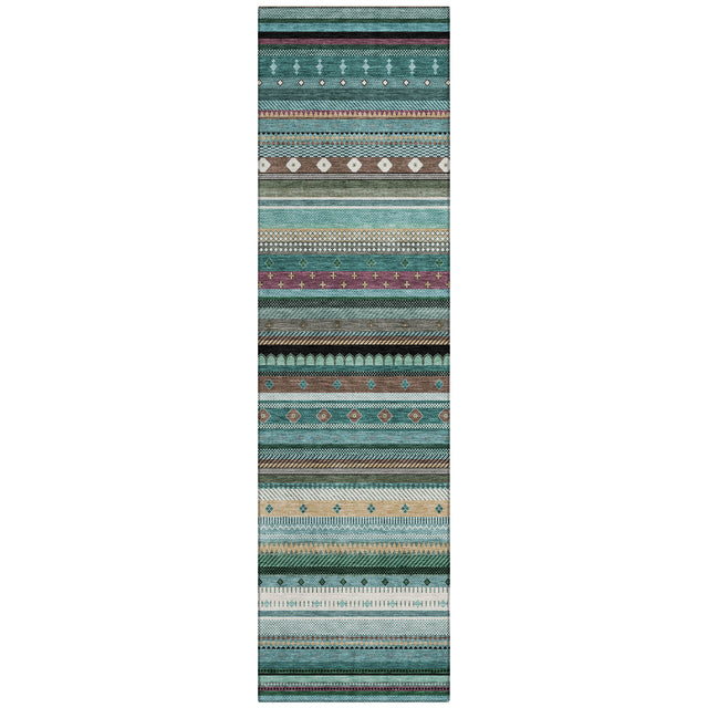 Addison Chantille ACN2218 Stripes Machine Made Transitional Teal Rug