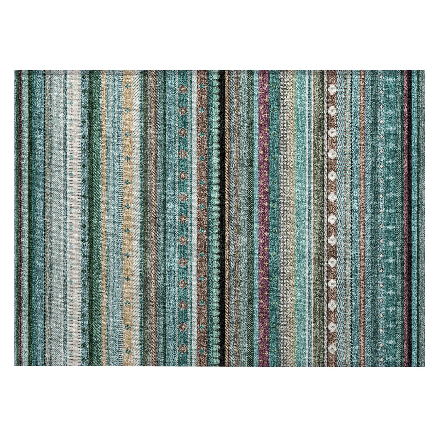 Addison Chantille ACN2218 Stripes Machine Made Transitional Teal Rug