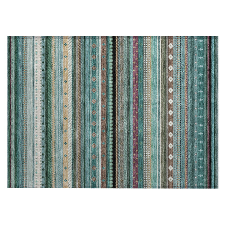 Addison Chantille ACN2218 Stripes Machine Made Transitional Teal Rug