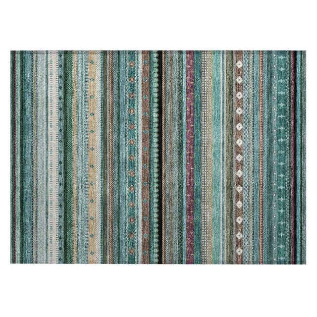 Addison Chantille ACN2218 Stripes Machine Made Transitional Teal Rug