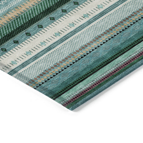 Addison Chantille ACN2218 Stripes Machine Made Transitional Teal Rug