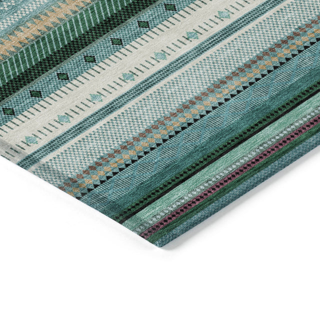 Addison Chantille ACN2218 Stripes Machine Made Transitional Teal Rug