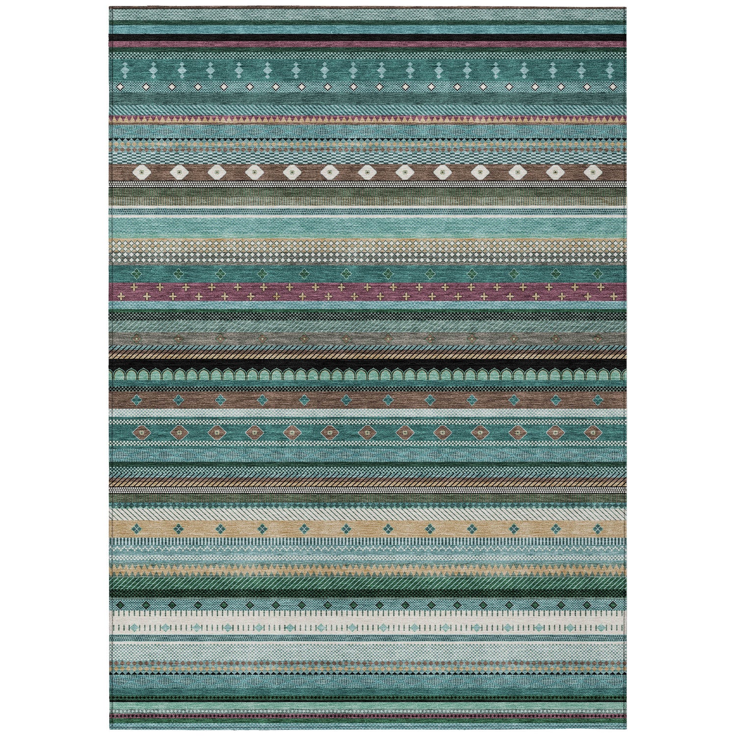 Addison Chantille ACN2218 Stripes Machine Made Transitional Teal Rug