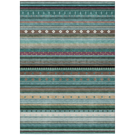Addison Chantille ACN2218 Stripes Machine Made Transitional Teal Rug