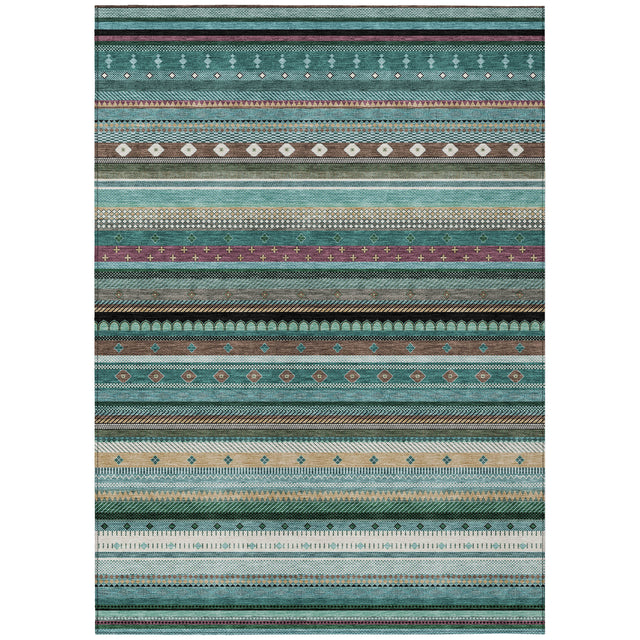 Addison Chantille ACN2218 Stripes Machine Made Transitional Teal Rug
