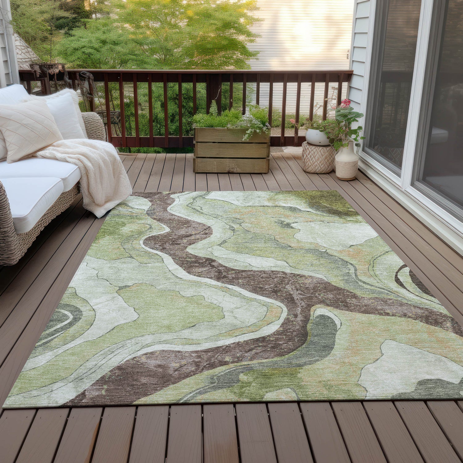 Addison Chantille ACN2219 Abstract Machine Made Transitional Aloe Rug