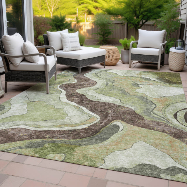 Addison Chantille ACN2219 Abstract Machine Made Transitional Aloe Rug